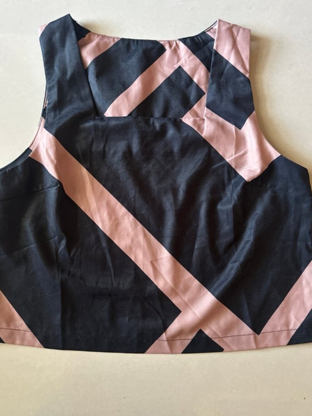 Modern Geometric Colorblock Tank Top Black & /Brownish/Rose - Small